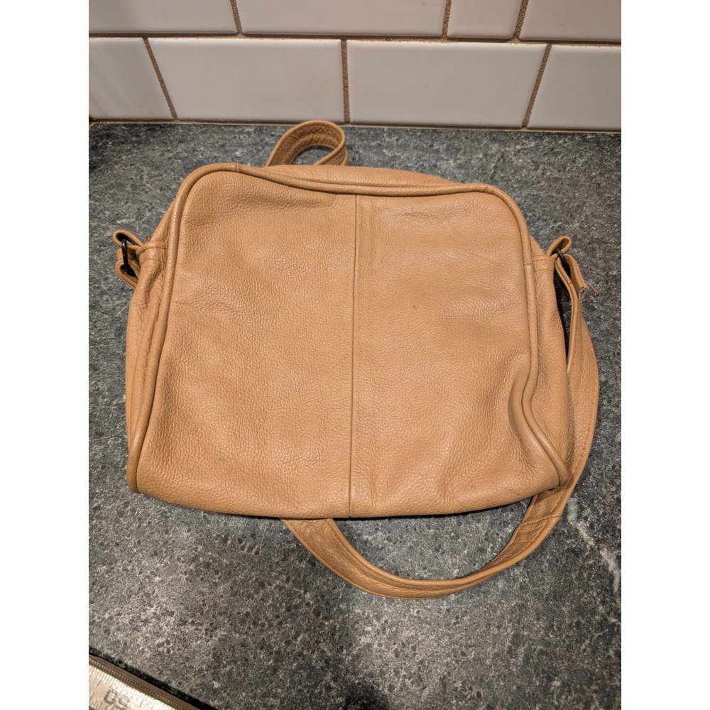 Genuine Italian Leather Crossbody Bag Tan Shoulder Purse With Multiple Pockets‎